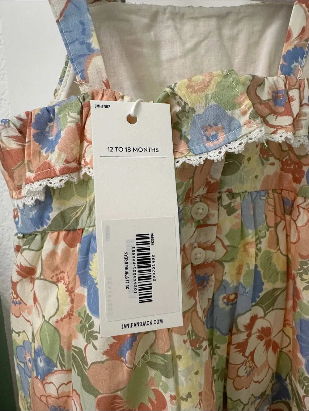 Janie and Jack Peach Blue Green Floral Sundress